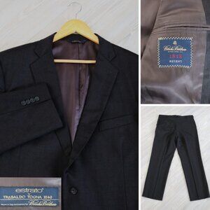 Brooks Brothers 1818 x Estrato Trabaldo Togna Charcoal Suit Mens 48L Vintage USA
